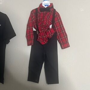 Carter's Red Checkered Shirt with Black Pants